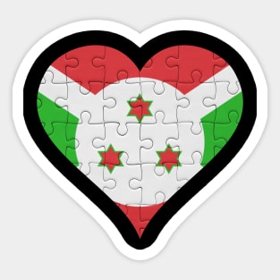 Burundian Jigsaw Puzzle Heart Design - Gift for Burundian With Burundi Roots Sticker